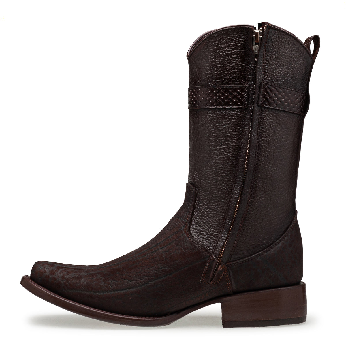 Bota vaquera en piel original de cuello de toro modelo fenix.