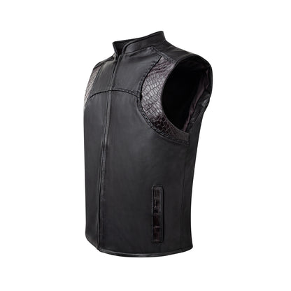 Crocodile leather vest, hand-woven