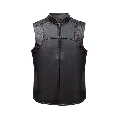 Crocodile leather vest, hand-woven