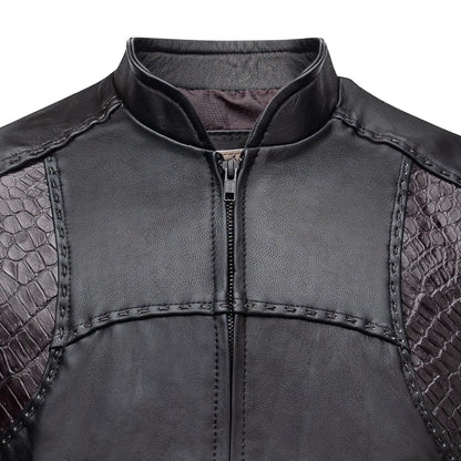 Crocodile leather vest, hand-woven