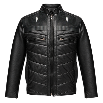 Ares vest in sheepskin with crocodile appliqués