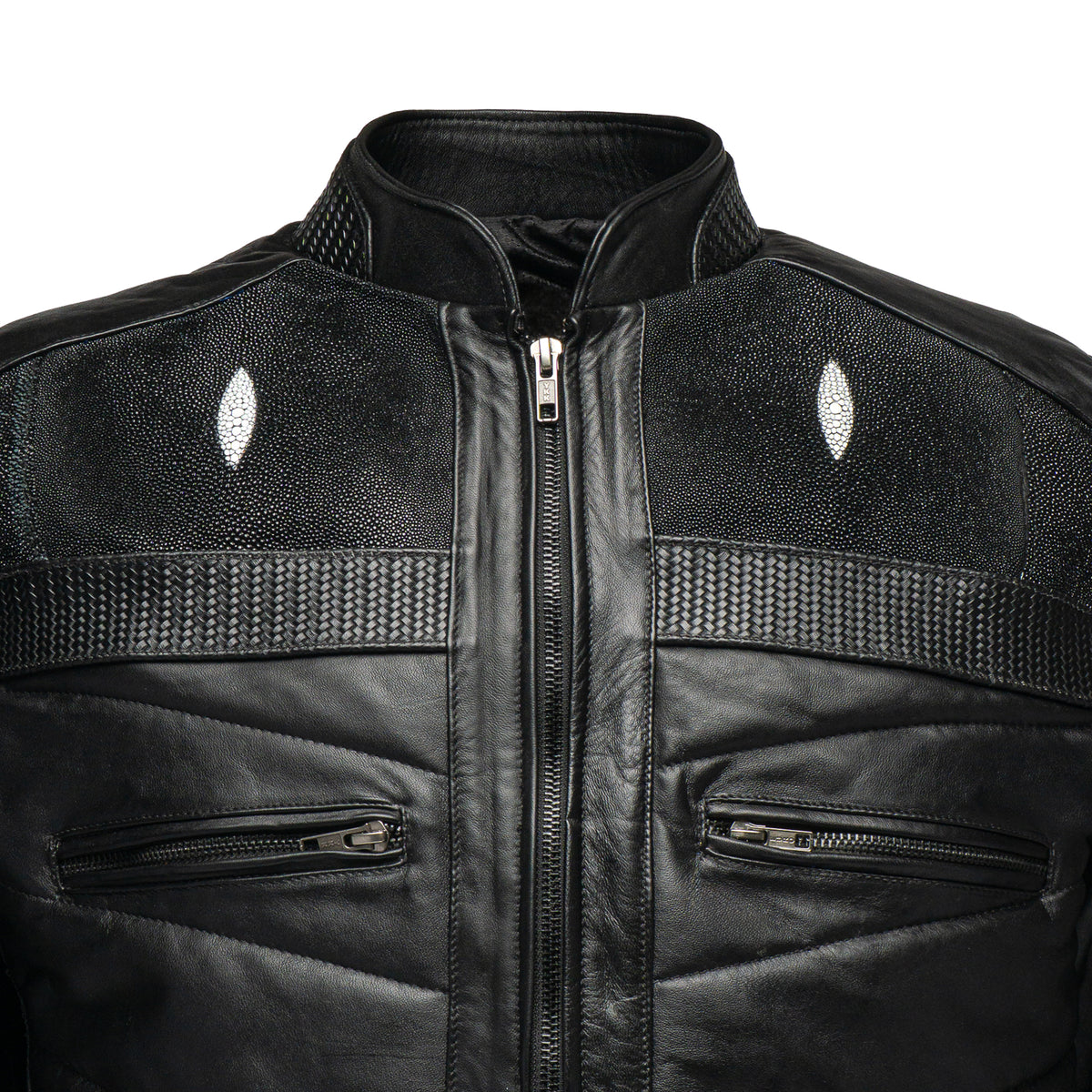Ares vest in sheepskin with crocodile appliqués